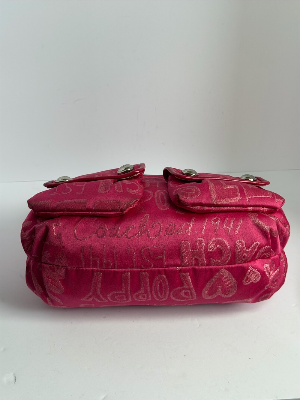 Coach Y2K Poppy Graffiti Story Patch Hot Pink Hobo Bag - Picture 12 of 15